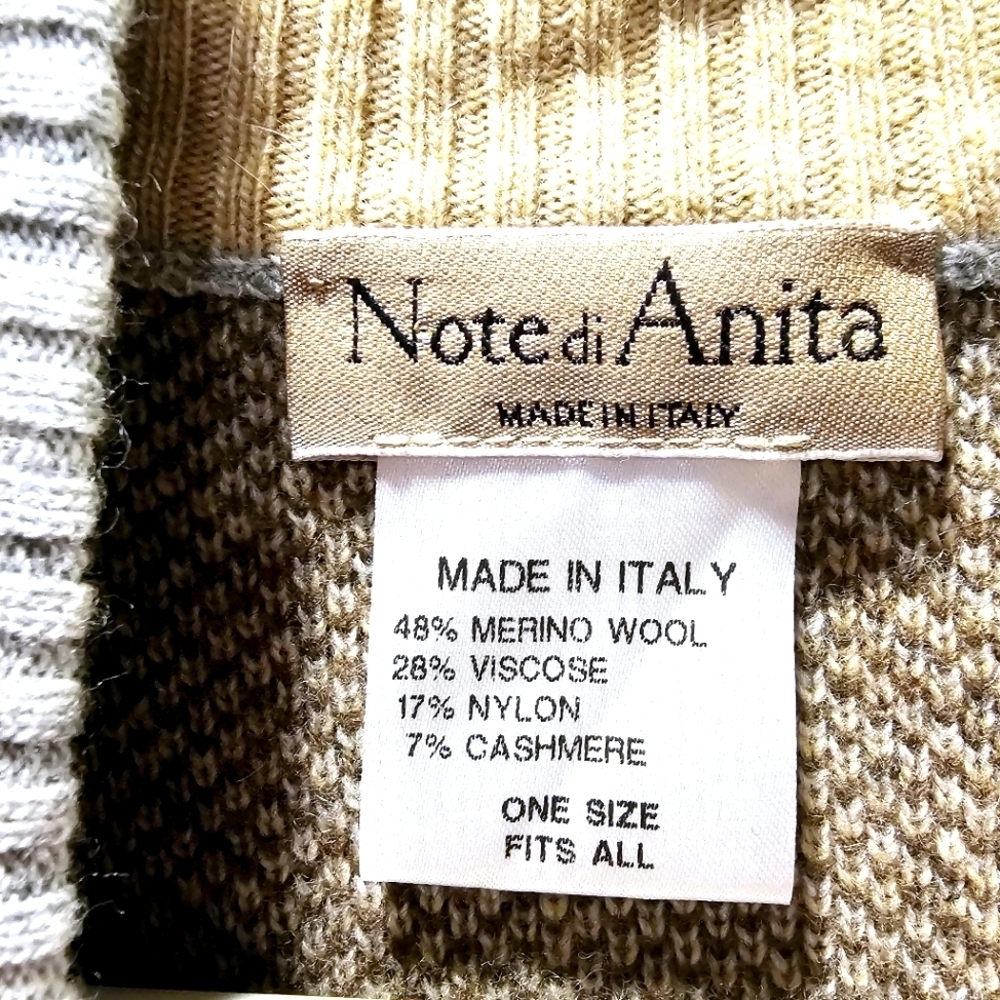 Note di Anita Plaid Poncho Sweater OS Merino Wool Cashmere Blend Italy - Picture 4 of 5